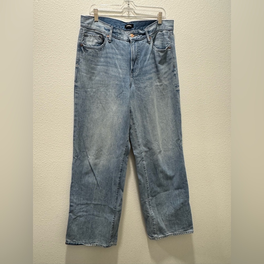 Express Light Blue Wide Leg High Rise Jeans